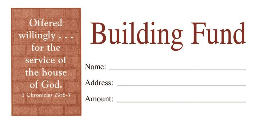 Offering Envelope: Building Fund (Package of 100): 1 Chronicles 29:6-7 (KJV) by Broadman and Holman