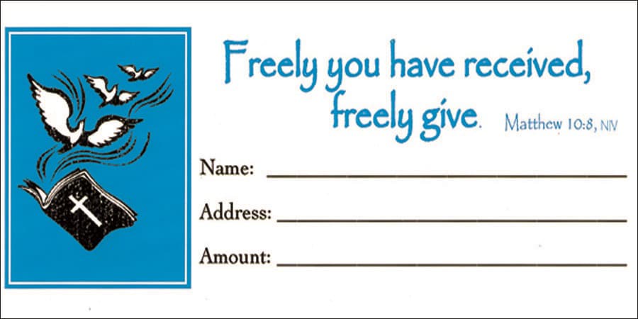 Offering Envelope: Freely Give - Bill-Size (Package of 100): Matthew 10:8 (NIV) by Broadman and Holman