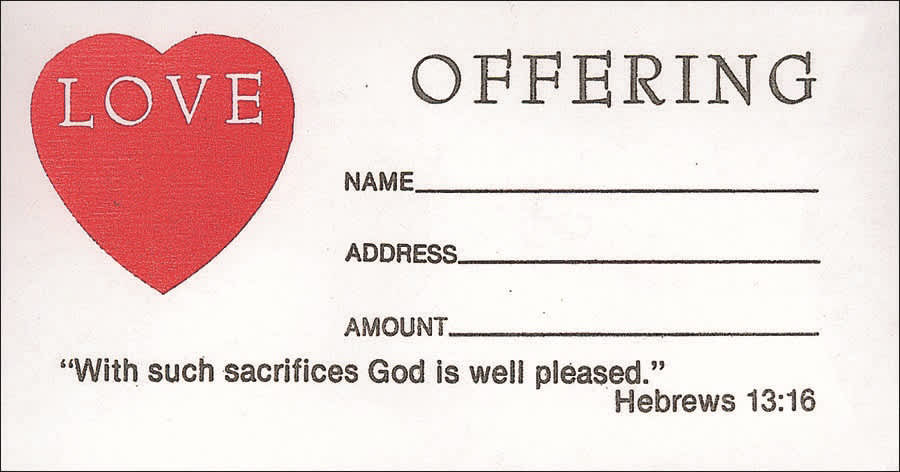 Offering Envelope: Love Offering (Package of 100): Hebrews 13:16 (KJV) by Broadman and Holman