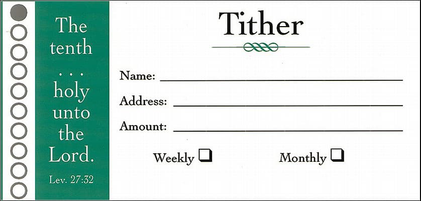Offering Envelope: Tither - Bill-Sized (Package of 100): Leviticus 27:32 by Broadman and Holman