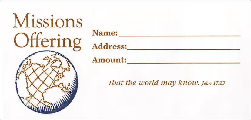 Offering Envelope: Missions Offering - Bill-Size (Package of 100): John 17:23 (KJV)