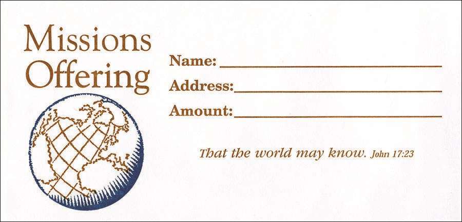 Offering Envelope: Missions Offering - Bill-Size (Package of 100): John 17:23 (KJV) by Broadman and Holman