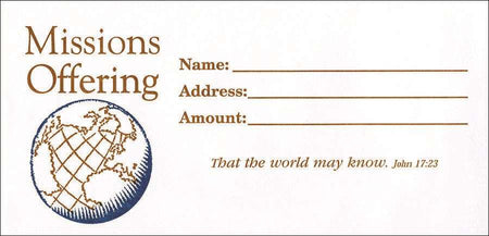 Offering Envelope: Missions Offering - Bill-Size (Package of 100): John 17:23 (KJV) by Broadman and Holman