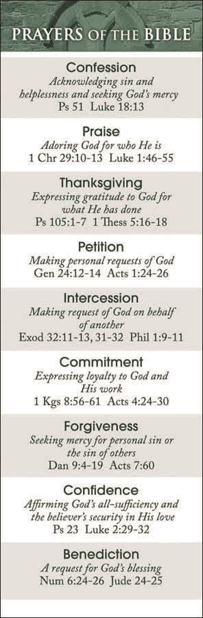 General Worship Bookmark: Prayers of the Bible (Package of 25) by Broadman and Holman