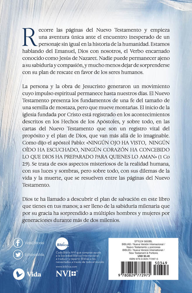 NVI, Nuevo Testamento, Revisión 2022, Tapa Rústica, Azul Vida, Biblica by HarperCollins, product view 2