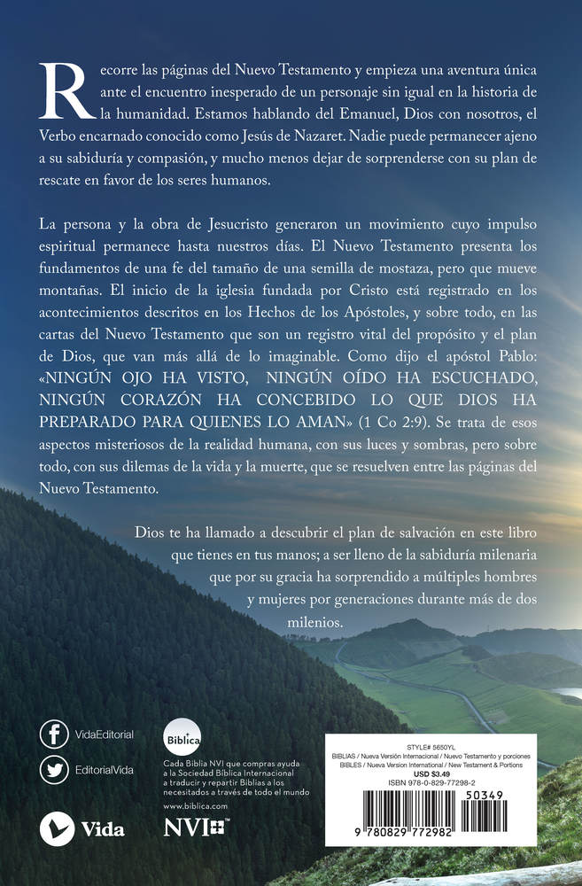 NVI, Nuevo Testamento, Revisión 2022, Tapa Rústica, Paisaje by HarperCollins, product view 2