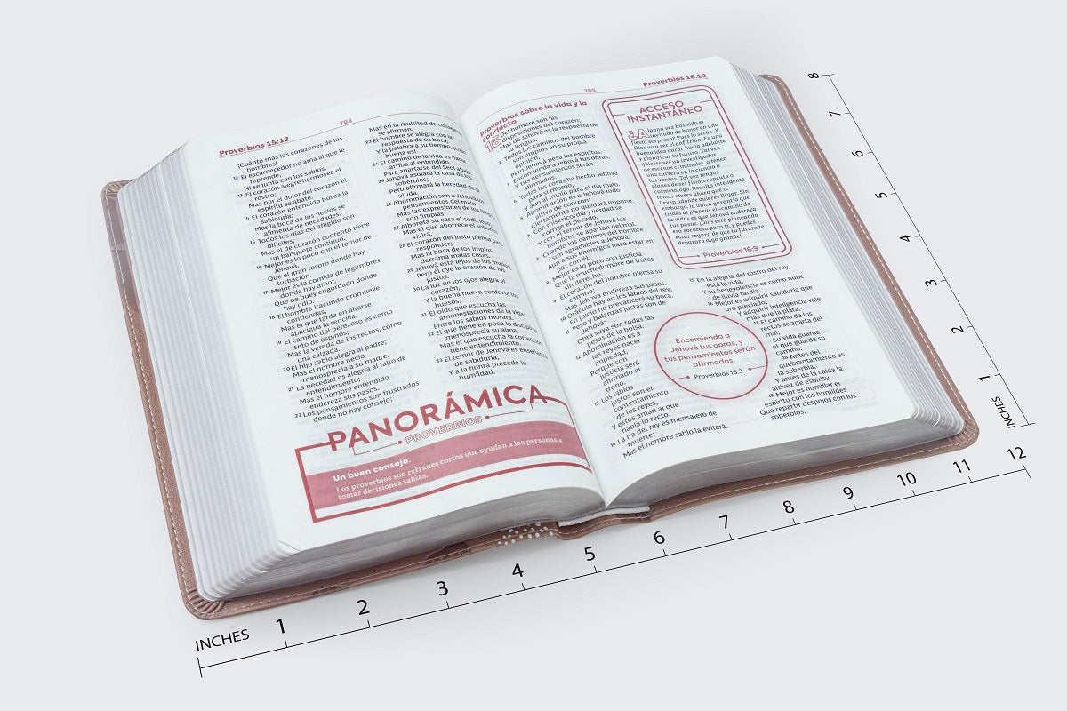 RVR60, Biblia de Estudio para Jóvenes Adolescentes, Leathersoft, Oro Rosa, Palabras de Jesús en Rojo, product view 6