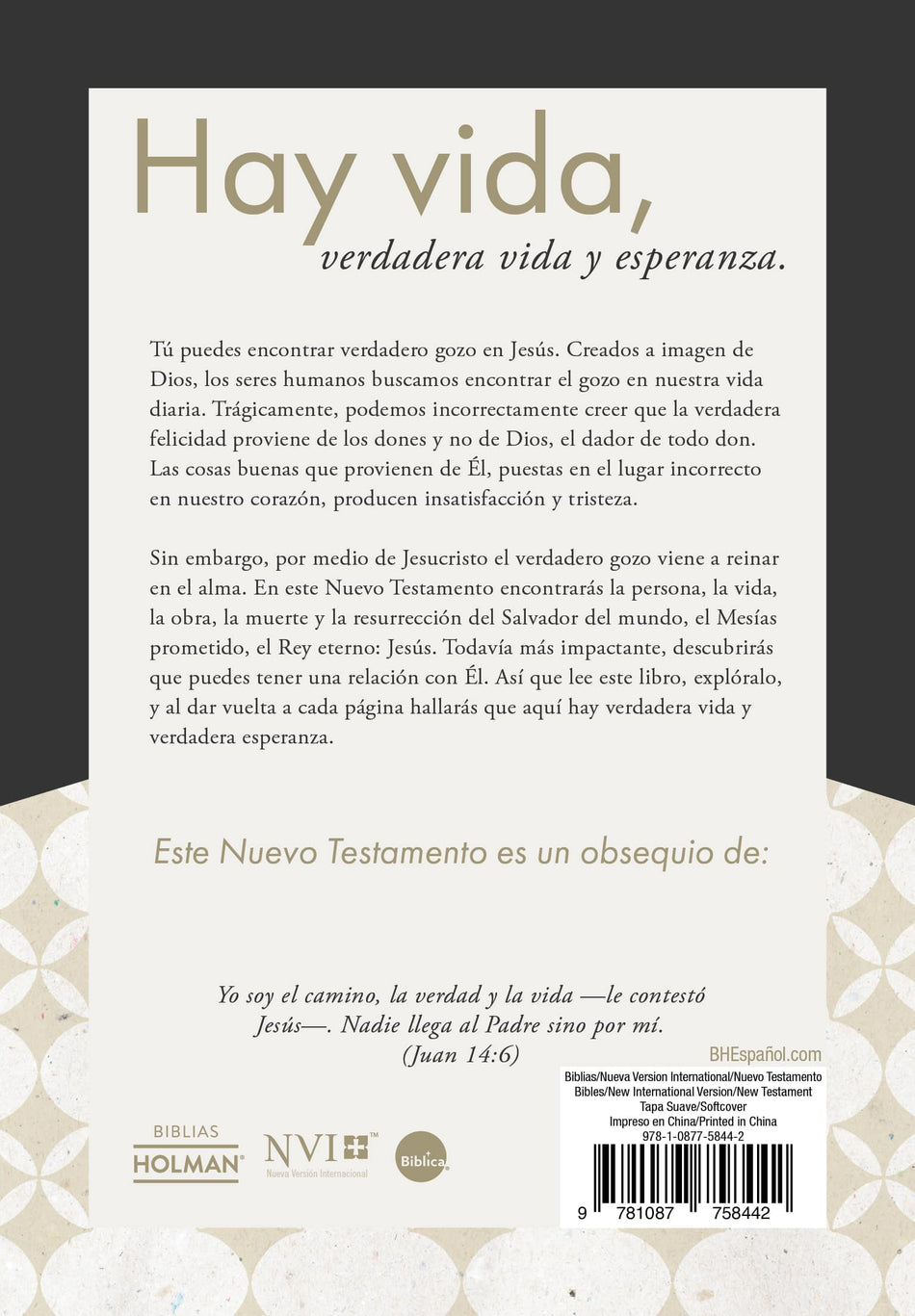 NVI Nuevo Testamento hay vida en Jesús, tapa suave by Broadman and Holman, product view 2