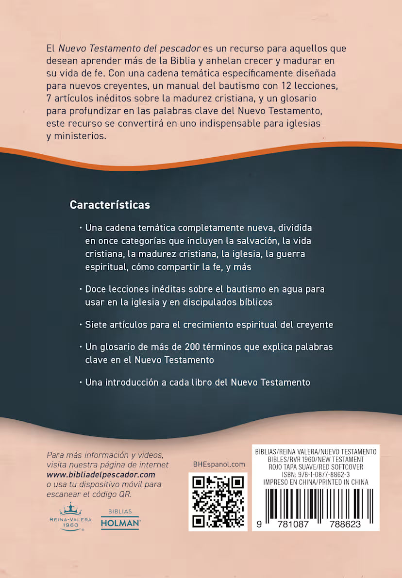 RVR 1960 Nuevo Testamento del pescador, rojo tapa suave