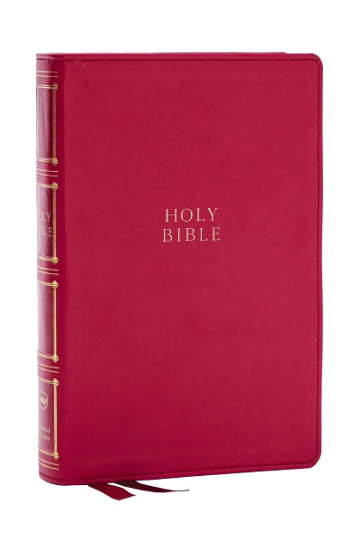 NKJV, Compact Center-Column Reference Bible, Red Letter, Comfort Print – Leathersoft™, Rose by HarperCollins