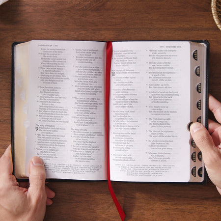 NKJV Personal Size Large Print Bible with 43,000 Cross References, Black Leathersoft, Red Letter, Comfort, product view 2