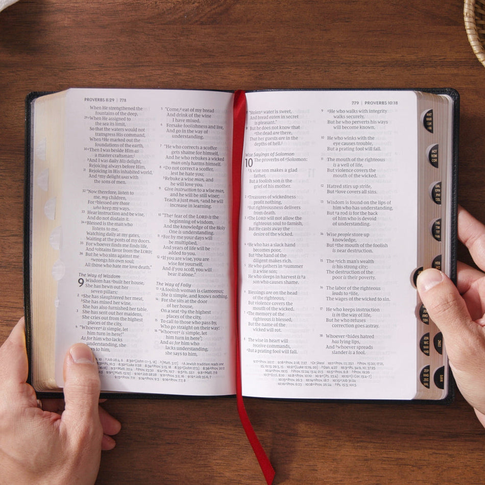 NKJV Personal Size Large Print Bible with 43,000 Cross References, Black Leathersoft, Red Letter, Comfort, product view 2