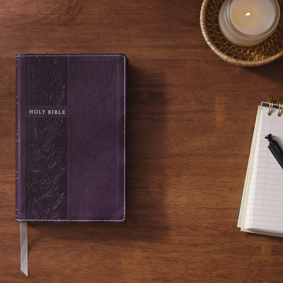 NKJV Personal Size Large Print Bible with 43,000 Cross References, Purple Leathersoft, Red Letter, Comfort, product view 2