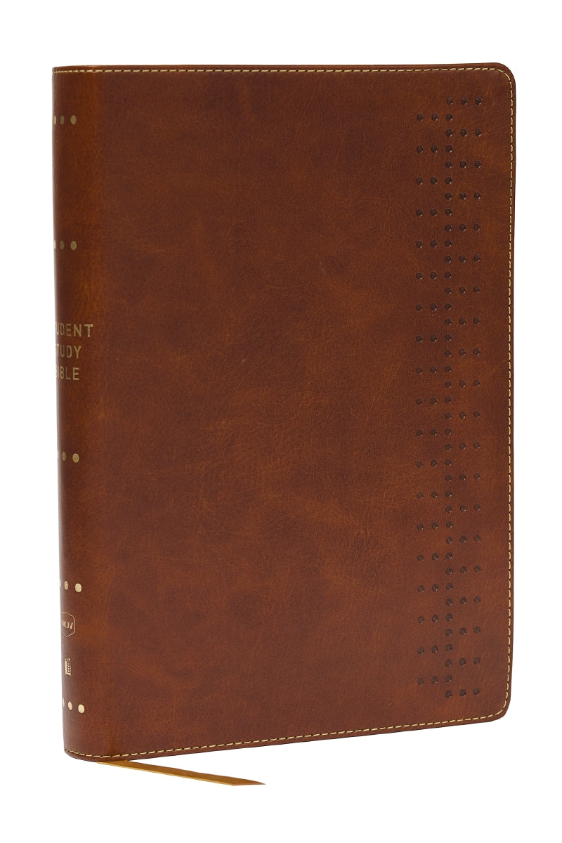 Student Study Bible: A Guide to Knowing and Living God’s Word (NKJV, Red Letter, Comfort Print) – Leathersoft™, Brown