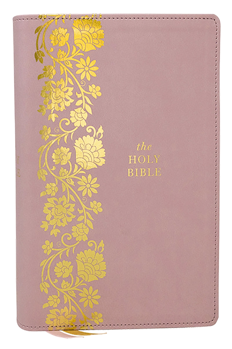 KJV Personal Size Large Print End-of-Verse Reference Bible, Red Letter, Comfort Print – Leathersoft™, Ballet Pink, Thumb