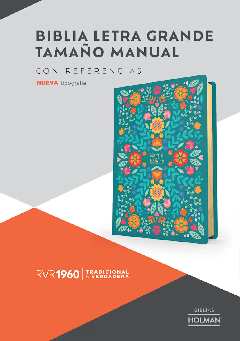 RVR 1960 Biblia letra grande tamaño manual, floreada símil piel (Edición 2023): Con referencias. Nueva tipografía
