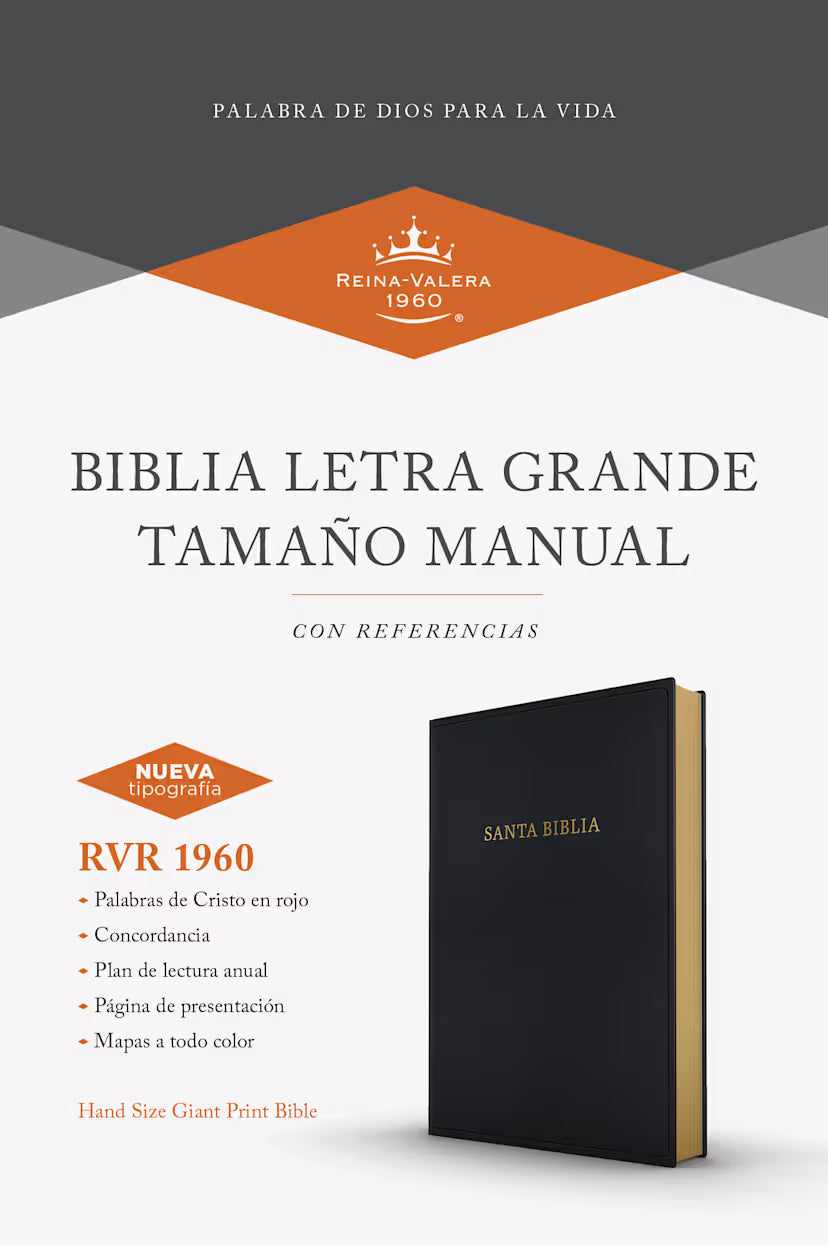 RVR 1960 Biblia letra grande tamaño manual, negro imitación piel (Edición 2023): Con referencias. Nueva tipografía
