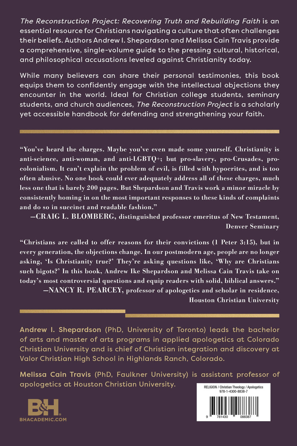 The Reconstruction Project: Recovering Truth and Rebuilding Faith by Broadman and Holman, product view 2