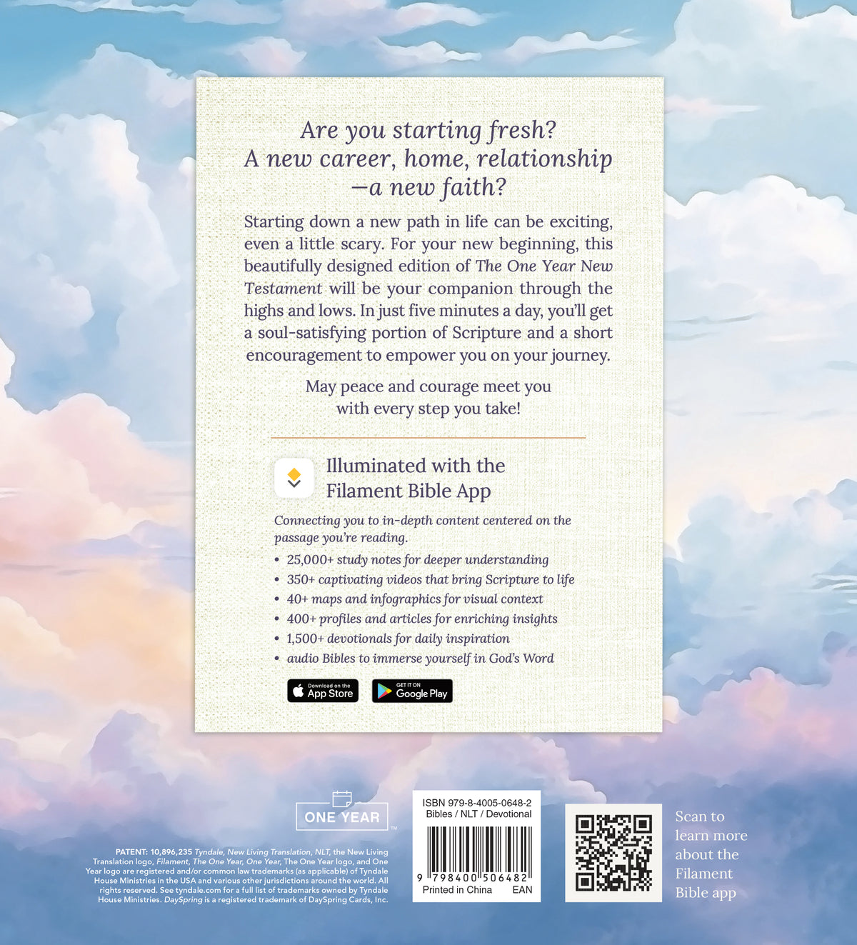 The One Year Bible New Testament for New Beginnings by DaySpring NLT, Filament Enabled by Tyndale, product view 3