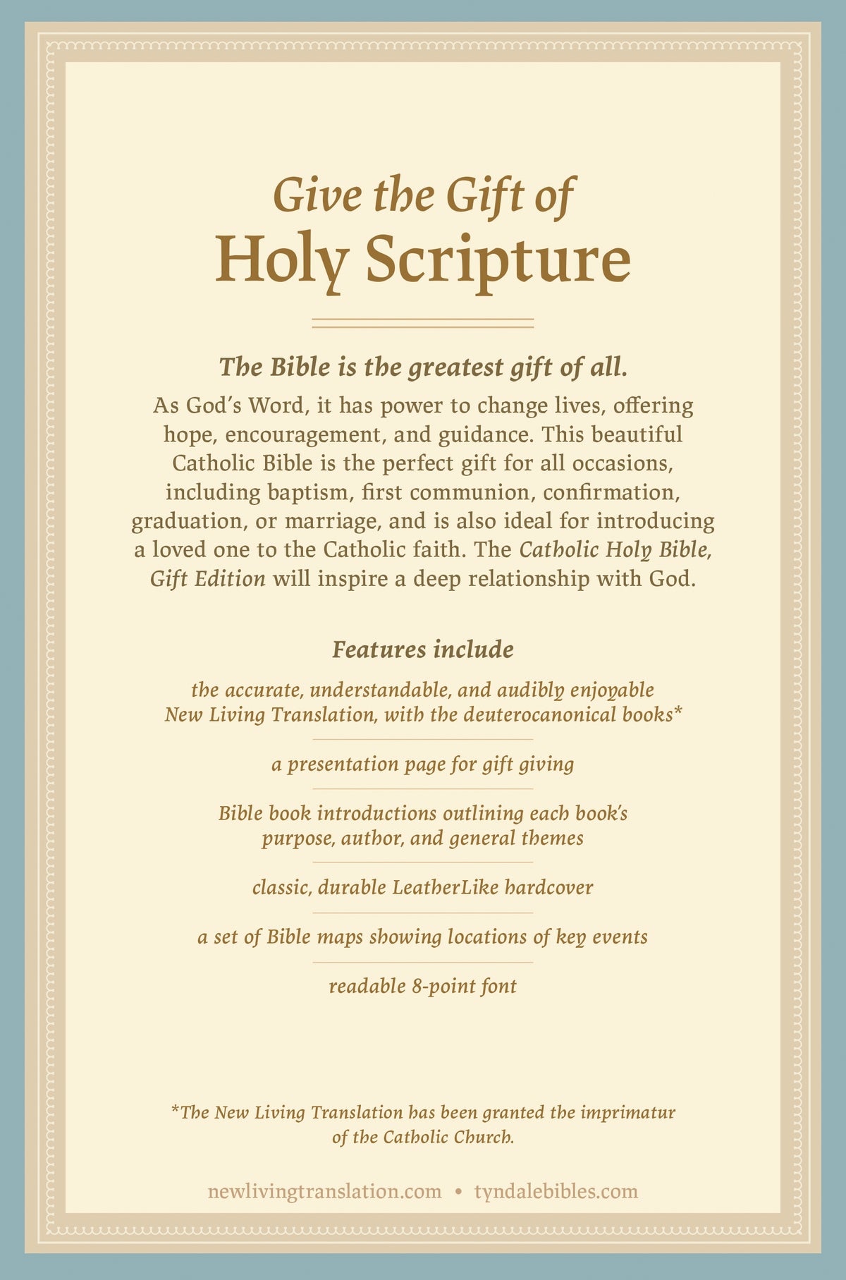 NLT Catholic Holy Bible, Gift Edition by Tyndale, product view 3