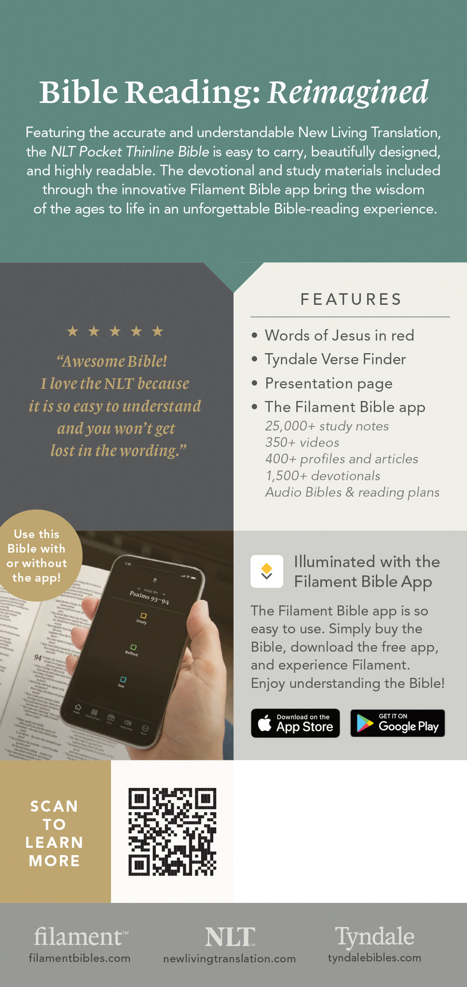 NLT Pocket Thinline Bible, Filament Enabled by Tyndale, product view 3