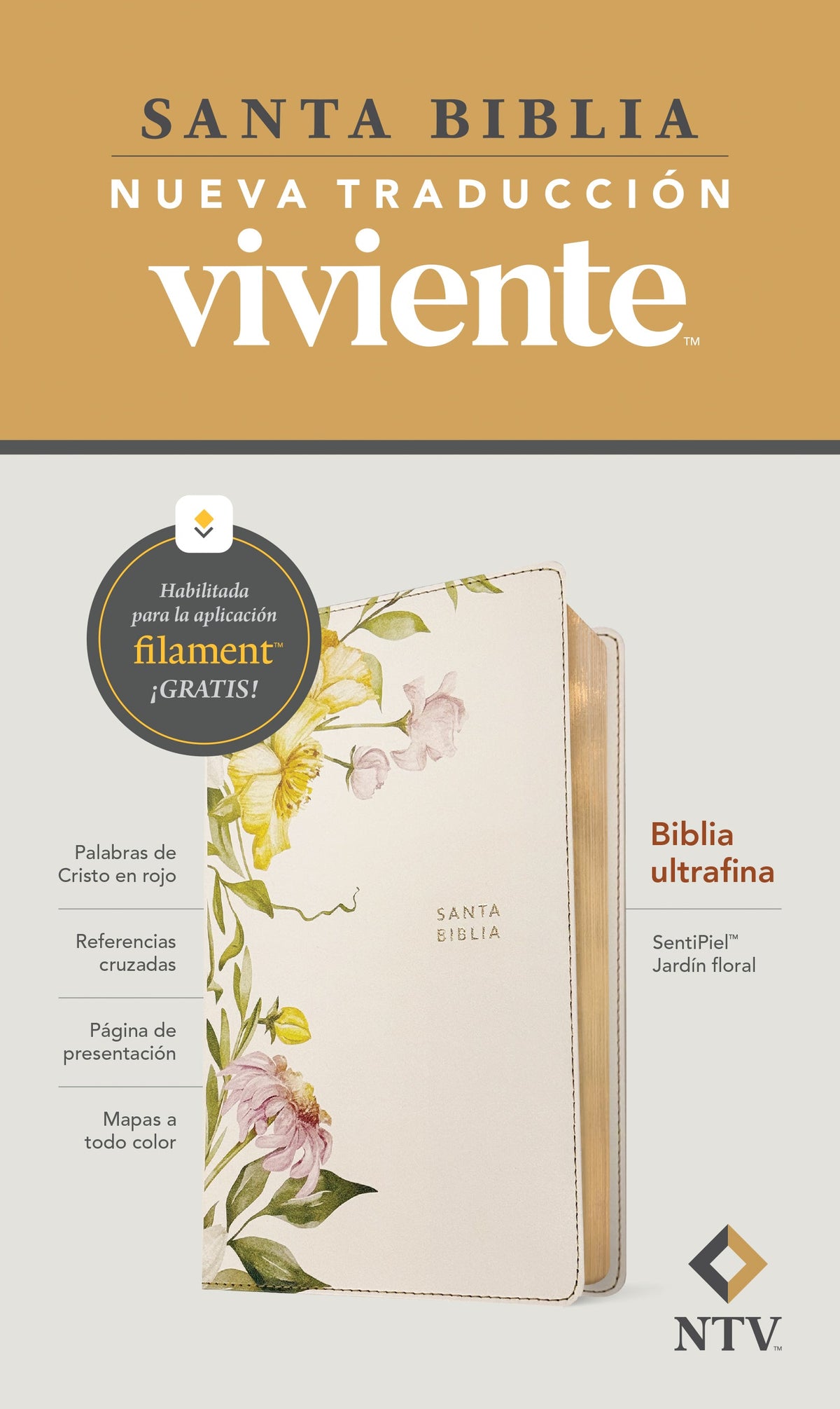 Biblia ultrafina NTV, con Filament – LeatherLike, Garden Bloom, Red Letter by Tyndale