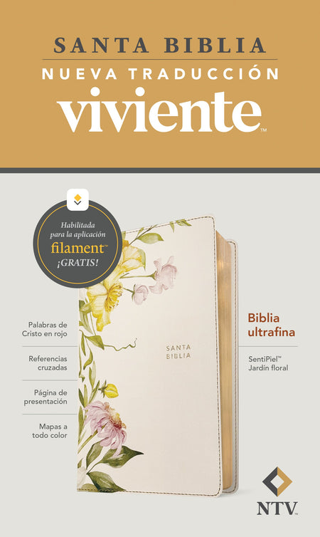 Biblia ultrafina NTV, con Filament – LeatherLike, Garden Bloom, Red Letter by Tyndale