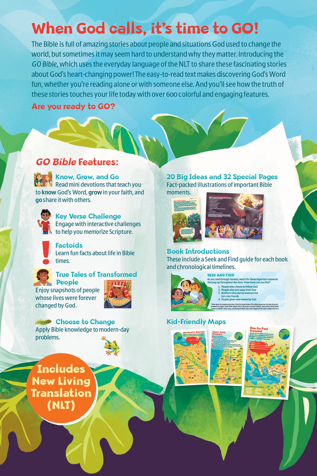 NLT GO Bible for Kids – LeatherLike, Orange Camo by Tyndale, product view 5