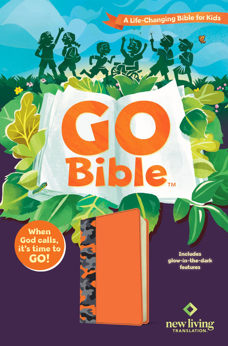 NLT GO Bible for Kids – LeatherLike, Orange Camo by Tyndale