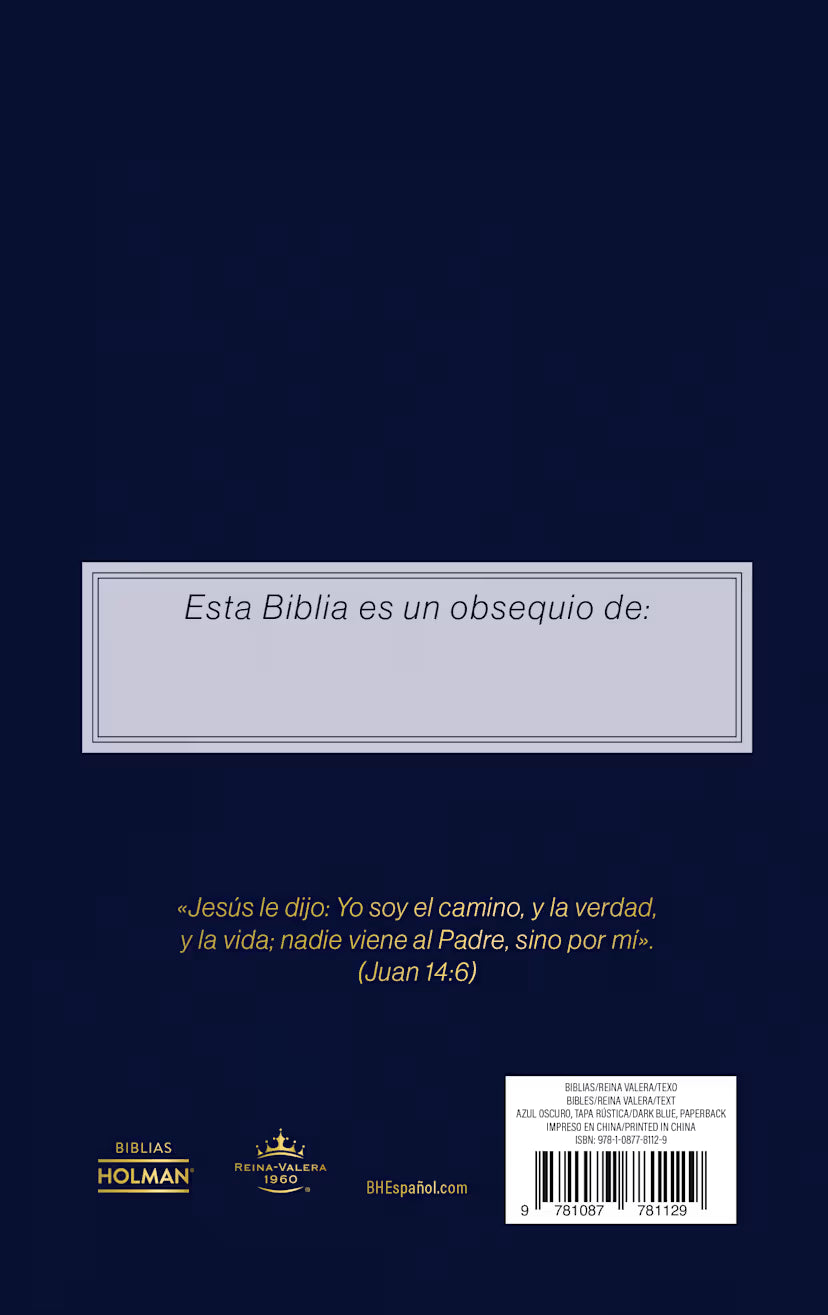 RVR 1960 Biblia edición ministerial, azul oscuro, tapa rústica, paquete de 20