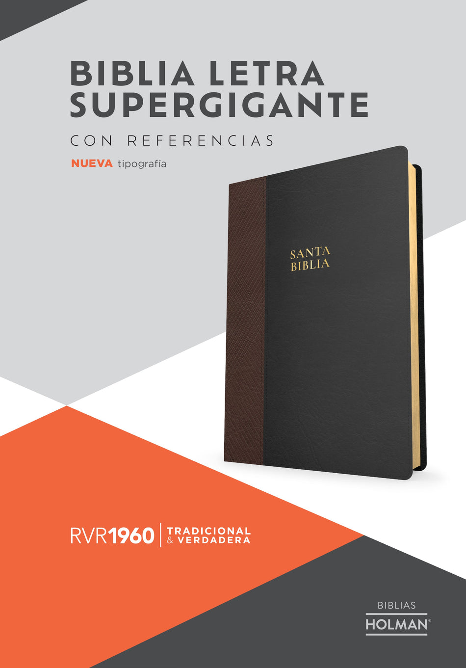 RVR 1960 Biblia letra supergigante, negro con café símil piel by Broadman and Holman, product view 2