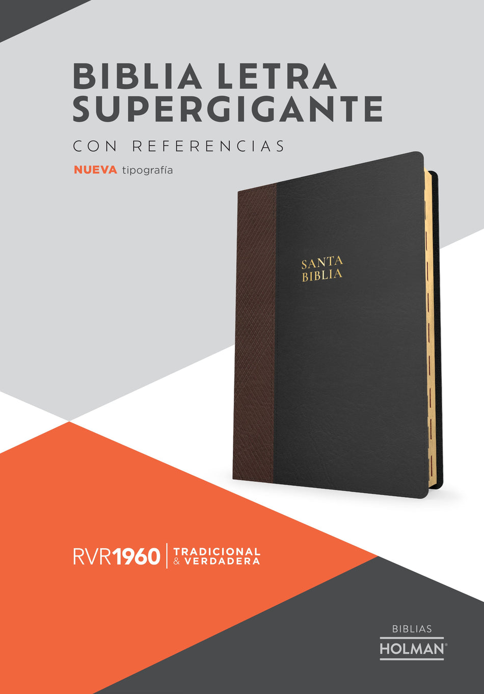RVR 1960 Biblia letra supergigante, negro con café símil piel, con índice by Broadman and Holman, product view 2
