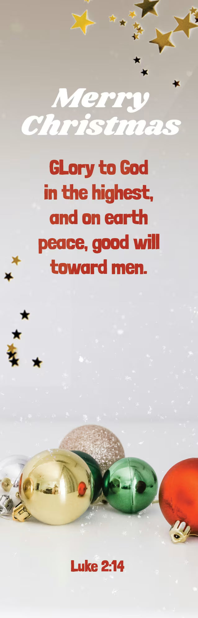 Christmas Bookmark: Merry Christmas (Package of 25): Luke 2:14 (KJV)