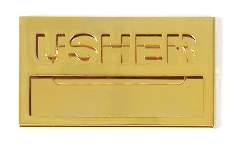 Usher Name Badge - Brass: Magnetic Attachment