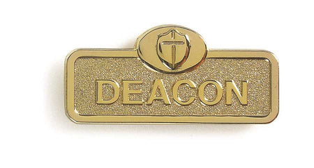 Deacon Badge with Cross - Brass Finish: Magnetic Attachment by Broadman and Holman