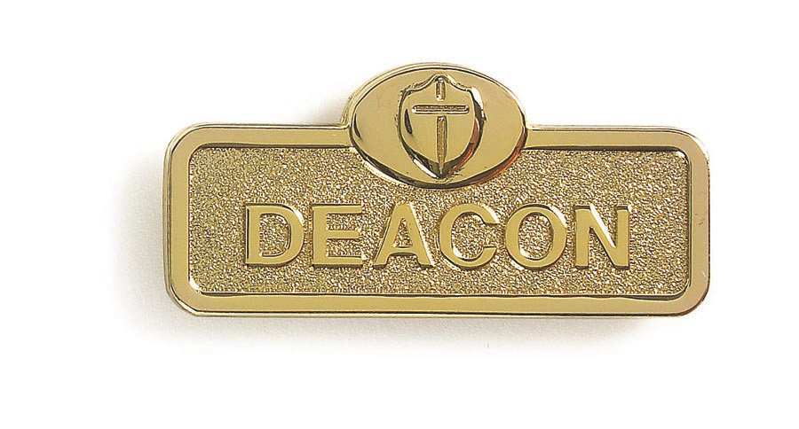 Deacon Badge with Cross - Brass Finish: Magnetic Attachment by Broadman and Holman