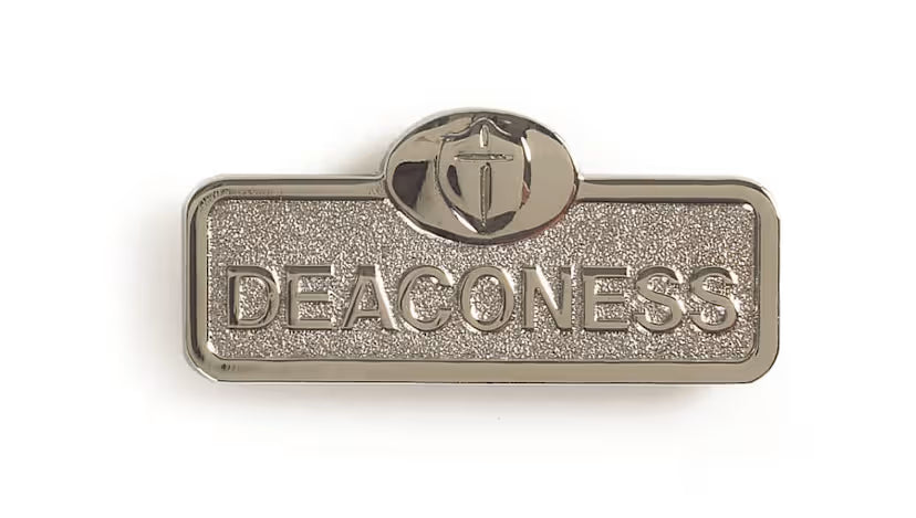 Deaconess Badge with Cross - Silver Finish: Magnetic Attachment
