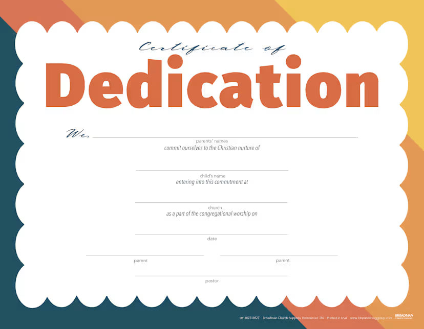 Certificate of Dedication (Package of 6)
