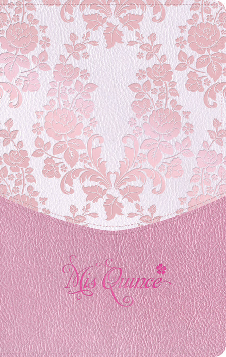 RVR 1960 Biblia mis quince, rosa floreado, símil piel by Broadman and Holman