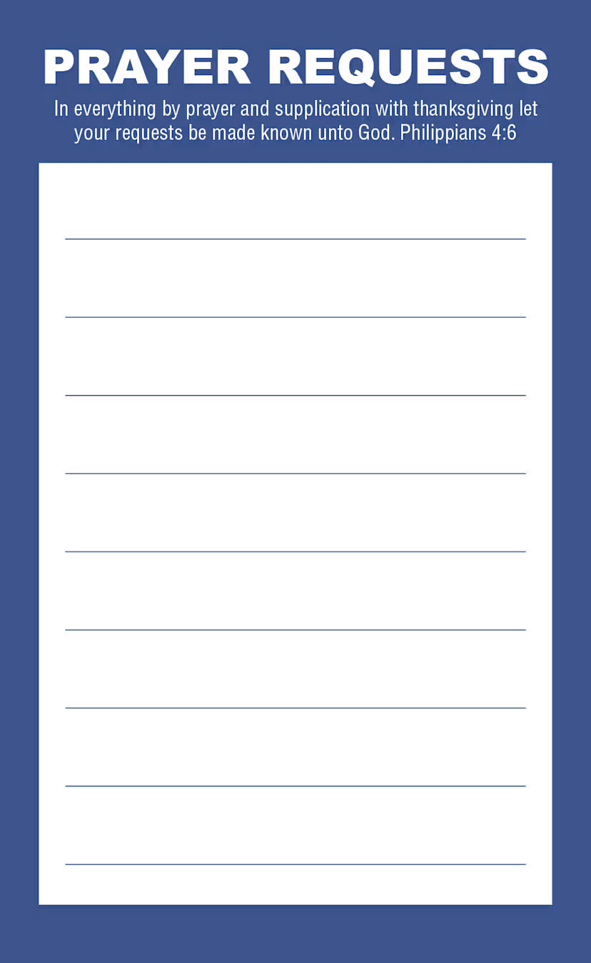 Prayer Request Card - Blue (Package of 50): Philippians 4:6 (KJV)