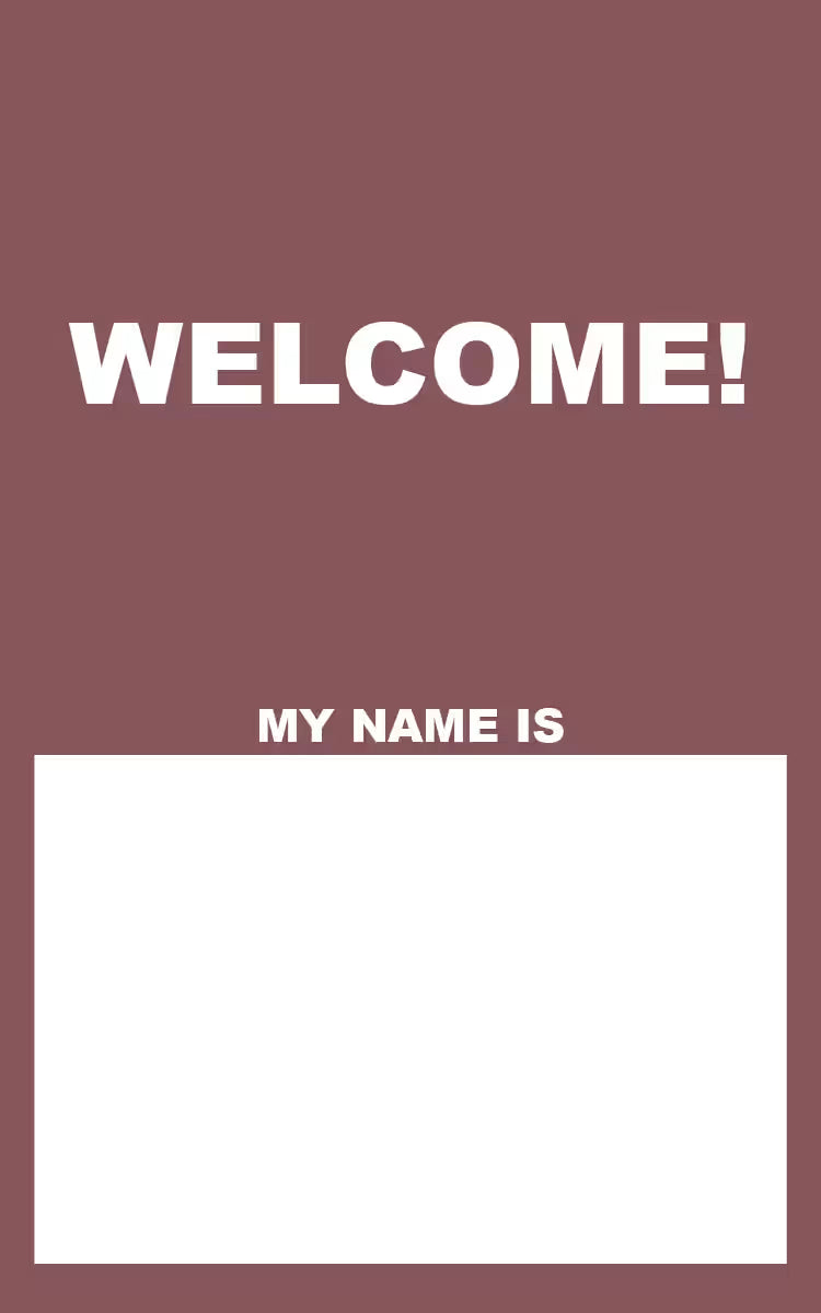 Name Tags: Welcome! - Burgundy (Package of 50): My Name Is