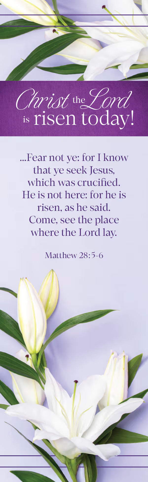 Easter Bookmark: Christ the Lord is Risen Today (Package of 25): Matthew 28:5-6
