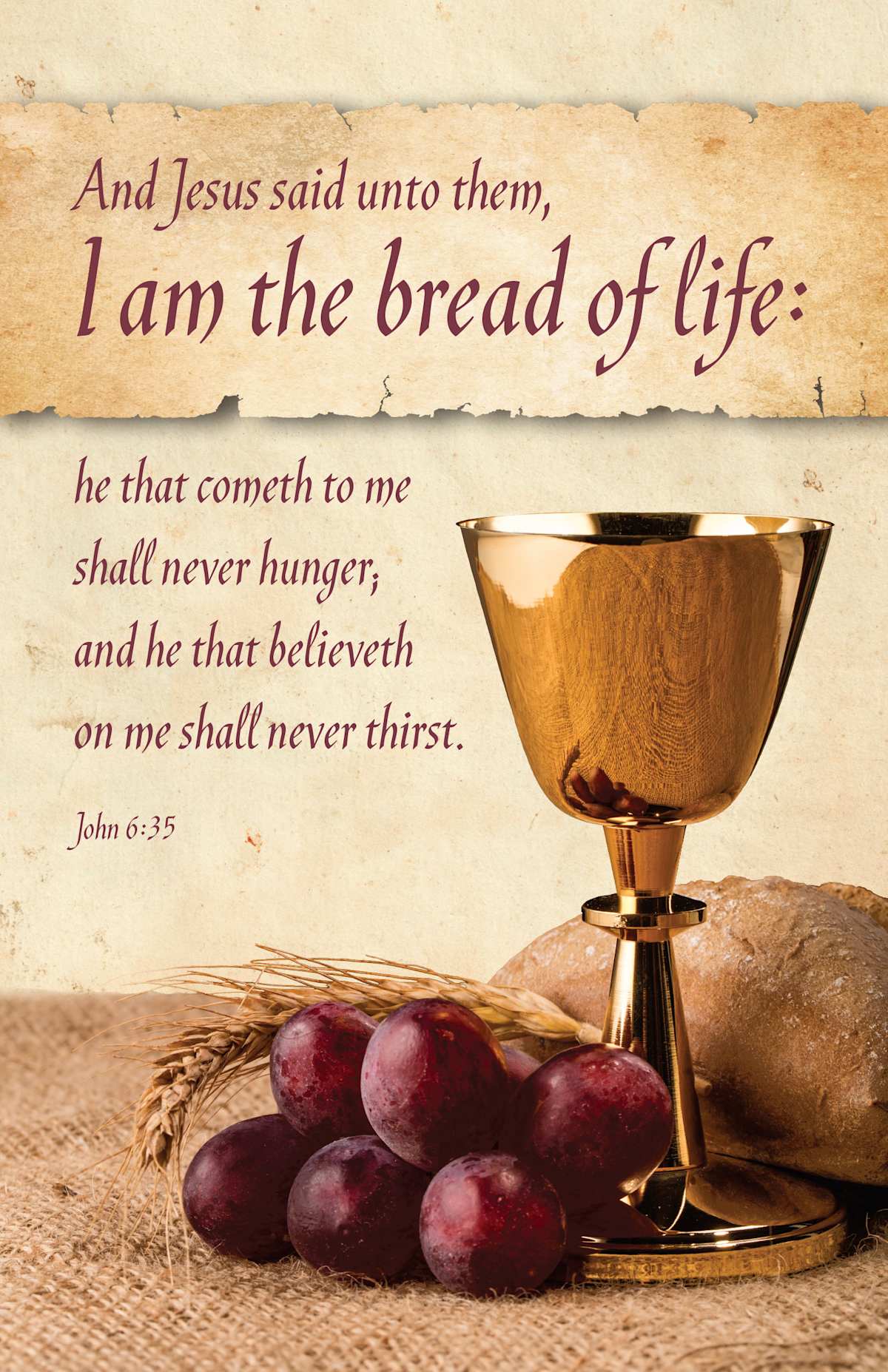 Communion Bulletin: I Am the Bread (Package of 100): John 6:35 (KJV) by Broadman and Holman