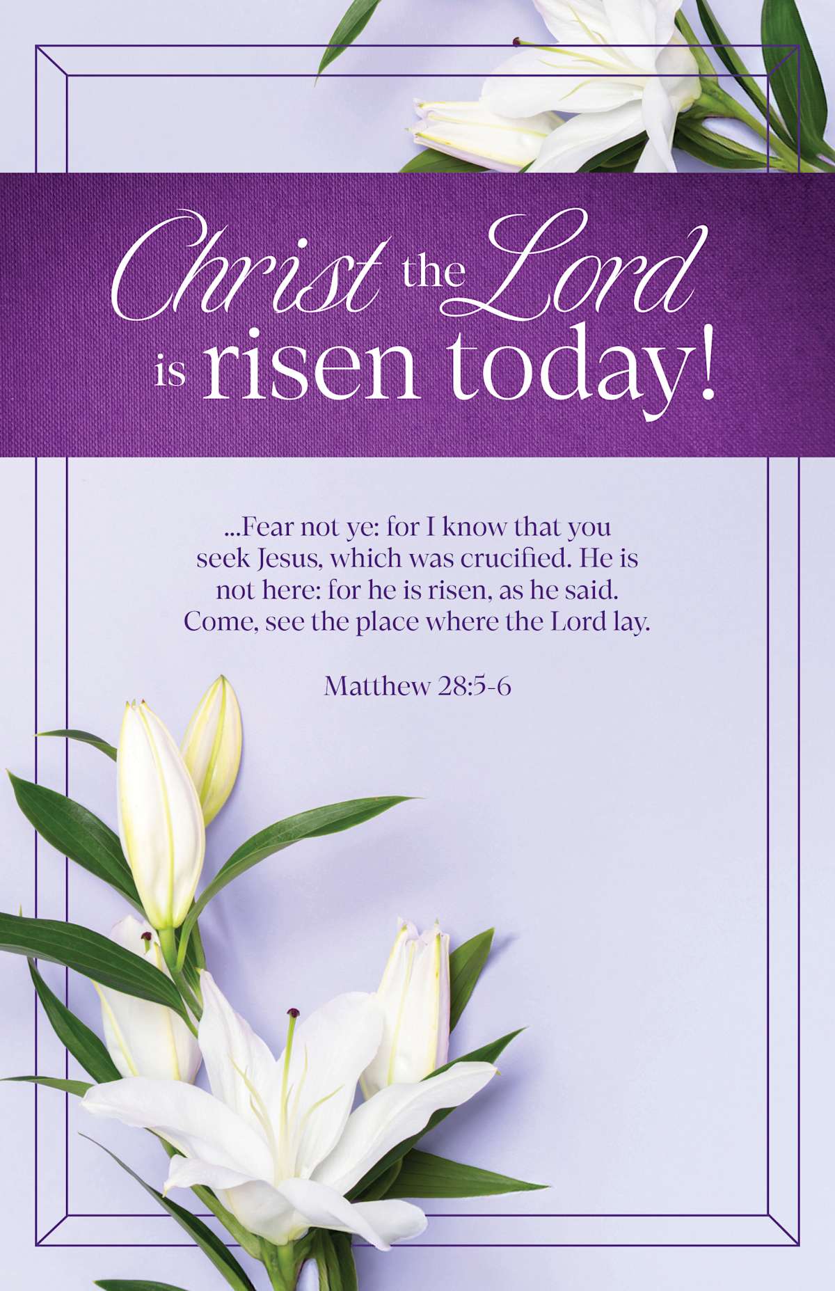Easter Bulletin: Christ the Lord is Risen Today (Package of 100): Matthew 28:5-6 (KJV) by Broadman and Holman
