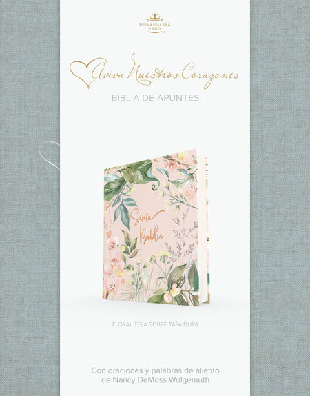 1960 Biblia de apuntes Aviva Nuestros Corazones, (RVR) floral, tela sobre tapa dura by Broadman and Holman, product view 2