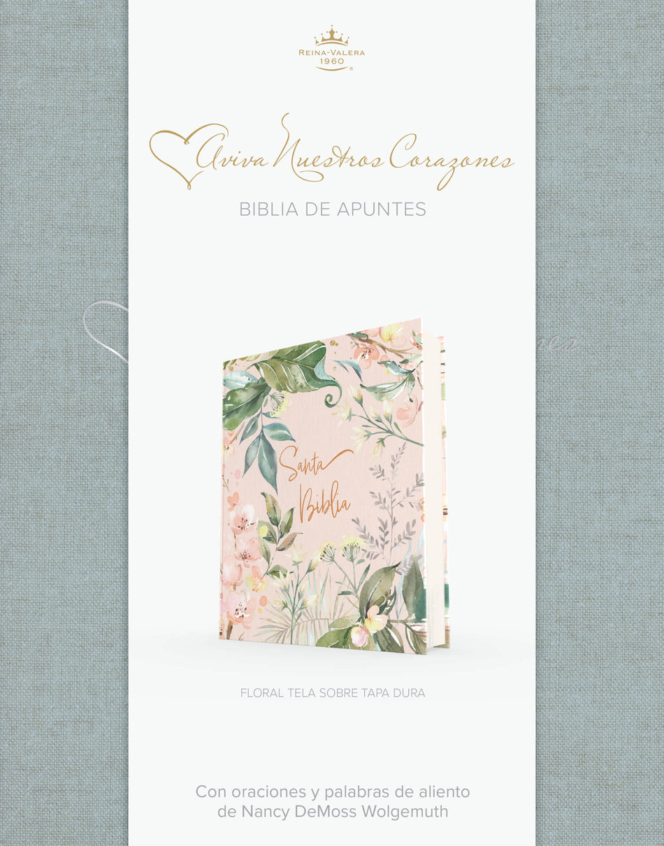 1960 Biblia de apuntes Aviva Nuestros Corazones, (RVR) floral, tela sobre tapa dura by Broadman and Holman, product view 2