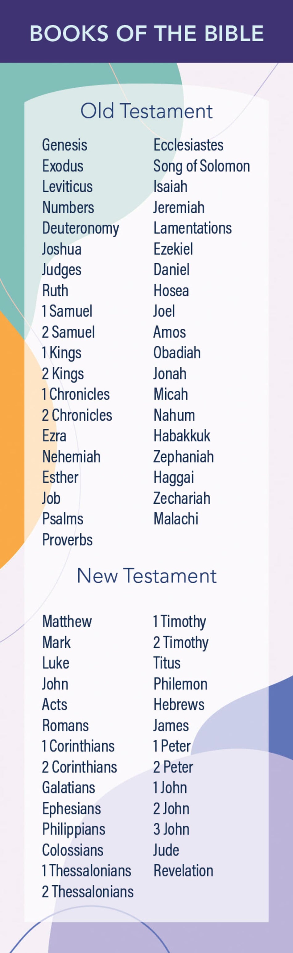 Inspirational Bookmark: Books of the Bible,1-26 (Package of 25) (Pack of 25) by Broadman and Holman