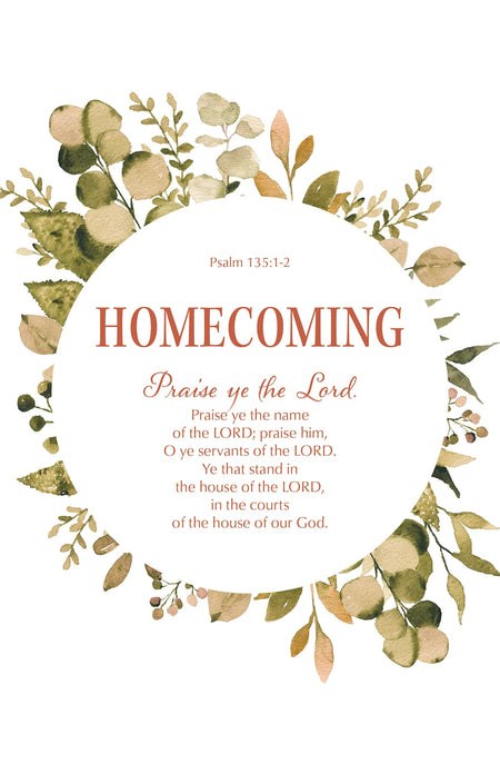 Church Homecoming Bulletin: Praise Ye The Lord (Package of 100): Psalm 135:1-2 (KJV) by Broadman and Holman