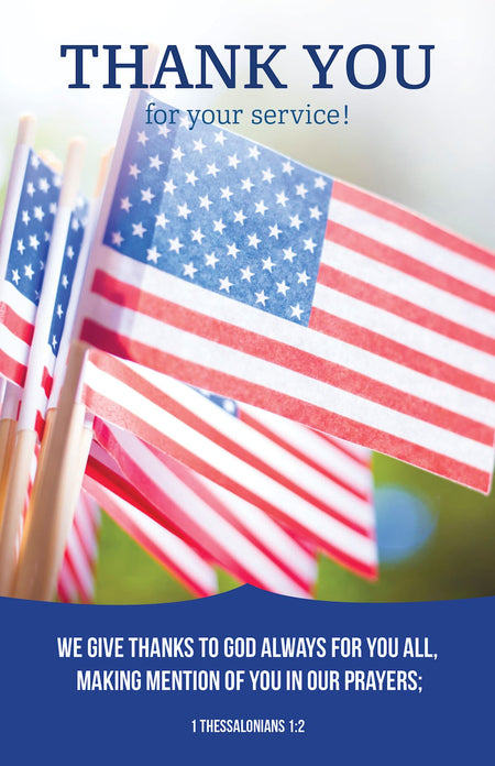 Patriotic Bulletin: Thank You (Package of 100): 1 Thessalonians 1:2 (KJV) by Broadman and Holman