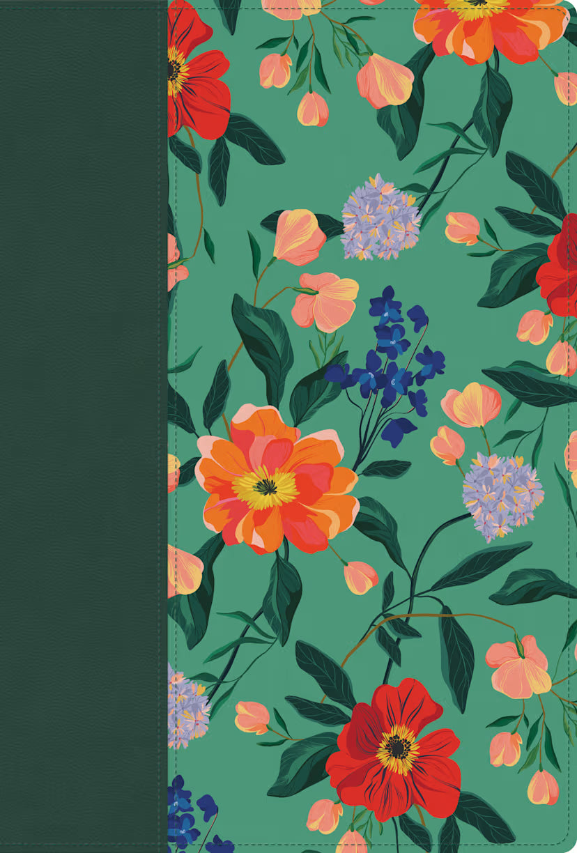 RVR 1960 Biblia letra grande, tamaño manual, edición especial, verde floreado, símil piel